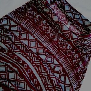 B‎ Enviad Boho Tribal Print Maxi Skirt Burgundy Gray Women's